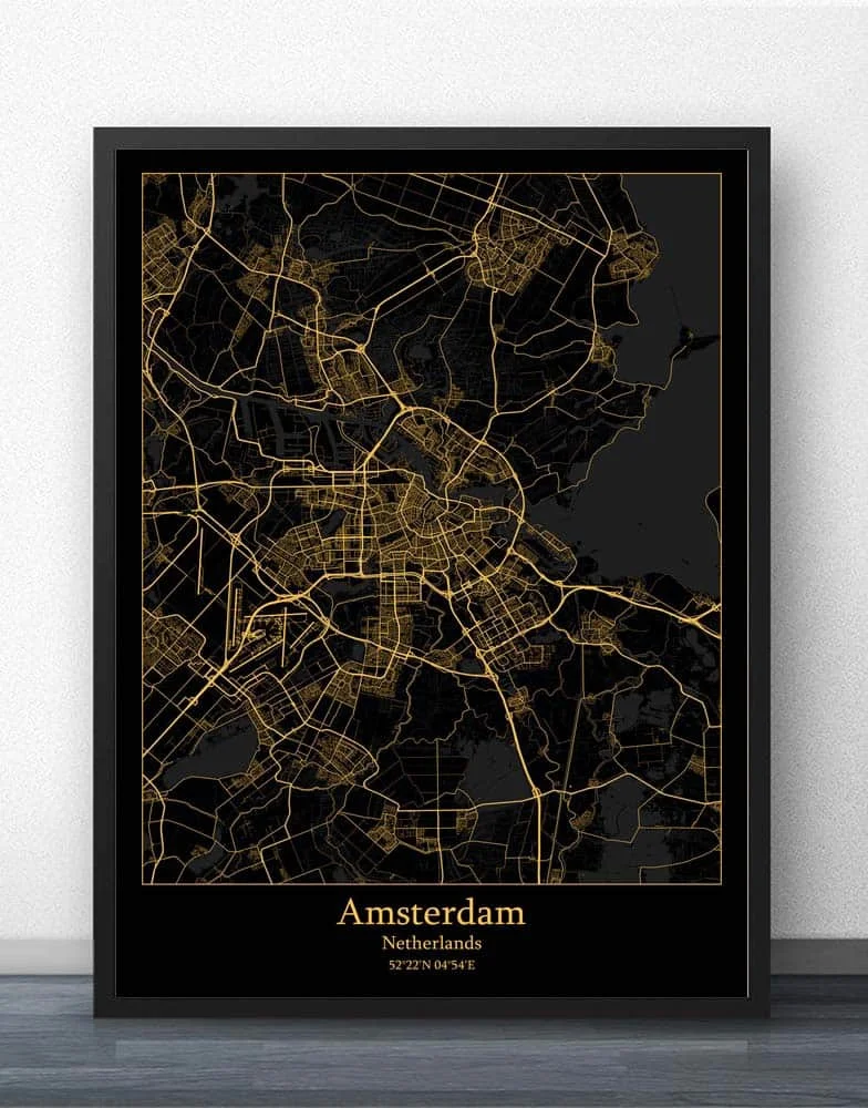 Amsterdam Netherlands Map Poster