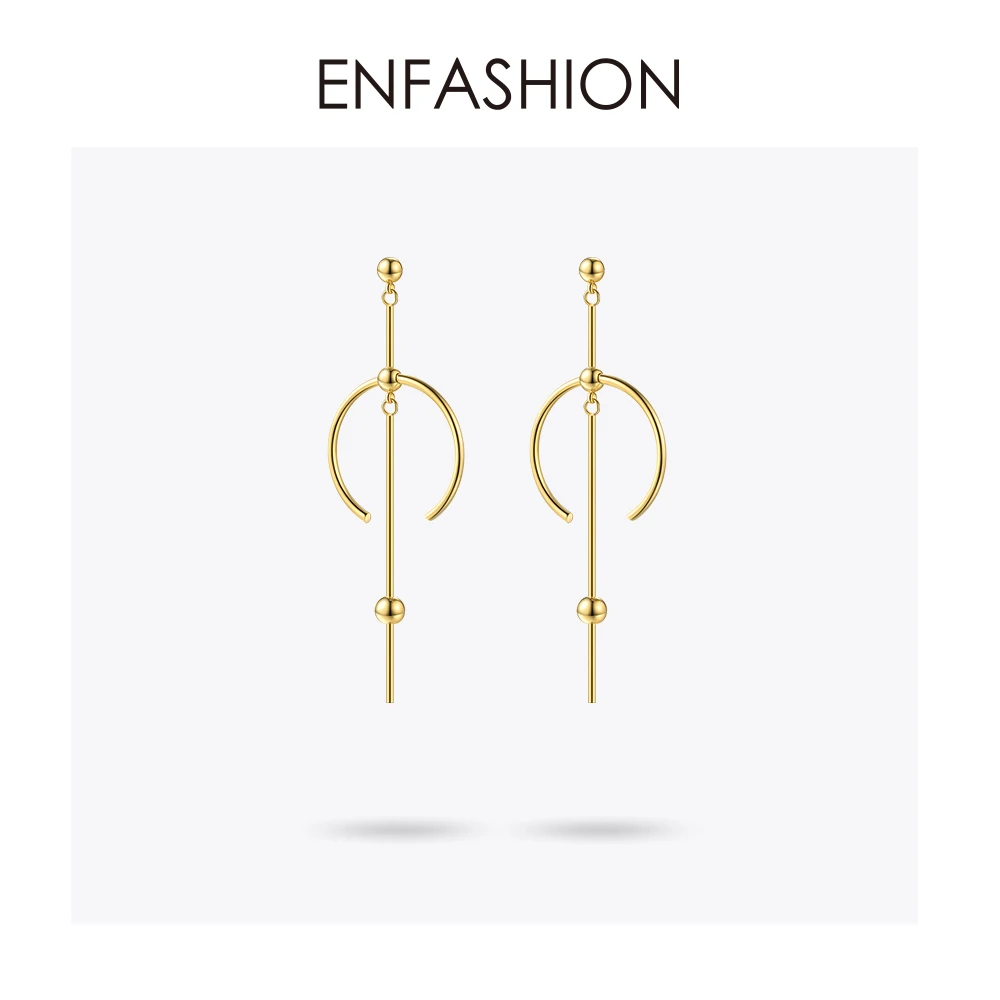 Enfashion круглые свисающие серьги, серьги золотистого цвета из нержавеющей стали, висячие серьги для женщин, длинные серьги, ювелирное изделие brinco