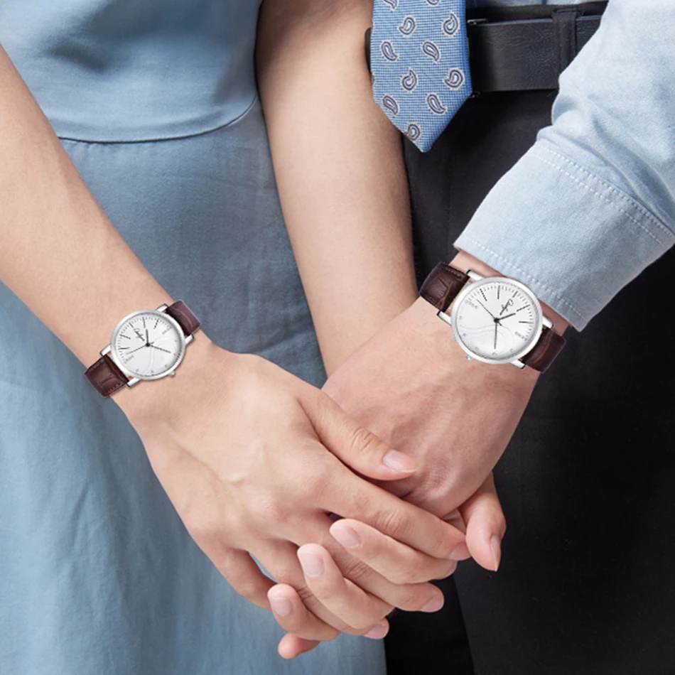 Бренд Onlyou модные часы Роскошные пары кожа женские со стразами водонепроницаемые