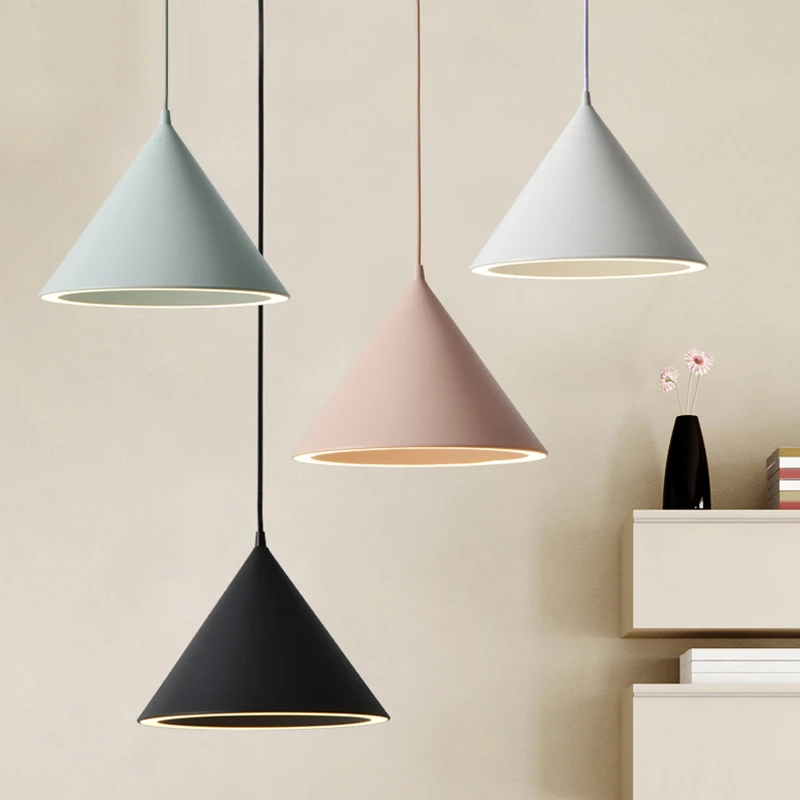 

D32cm Simple 18W warm white LED matte black/white/blue Aluminum pendant light lamp dining room kitchen bar cafe suspended lamp