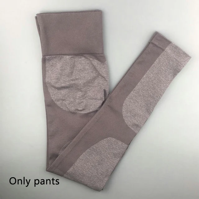 brown pants 2 шт., энергетический бесшовный Набор для йоги, одежда, леггинсы+ спортивный бюстгальтер тренировочный костюм для занятий йогой, Женский комплект для фитнеса, одежда для активного бега - Цвет: brown pants