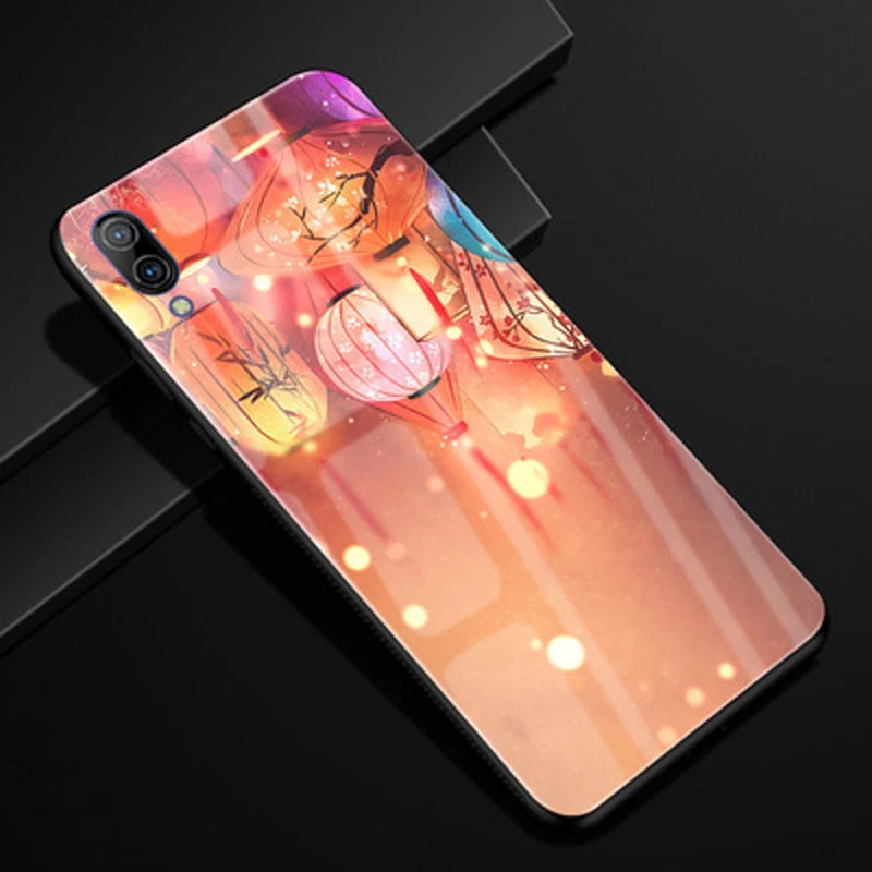 Роскошный чехол из закаленного стекла для Vivo X23 мягкого силикона жесткая задняя