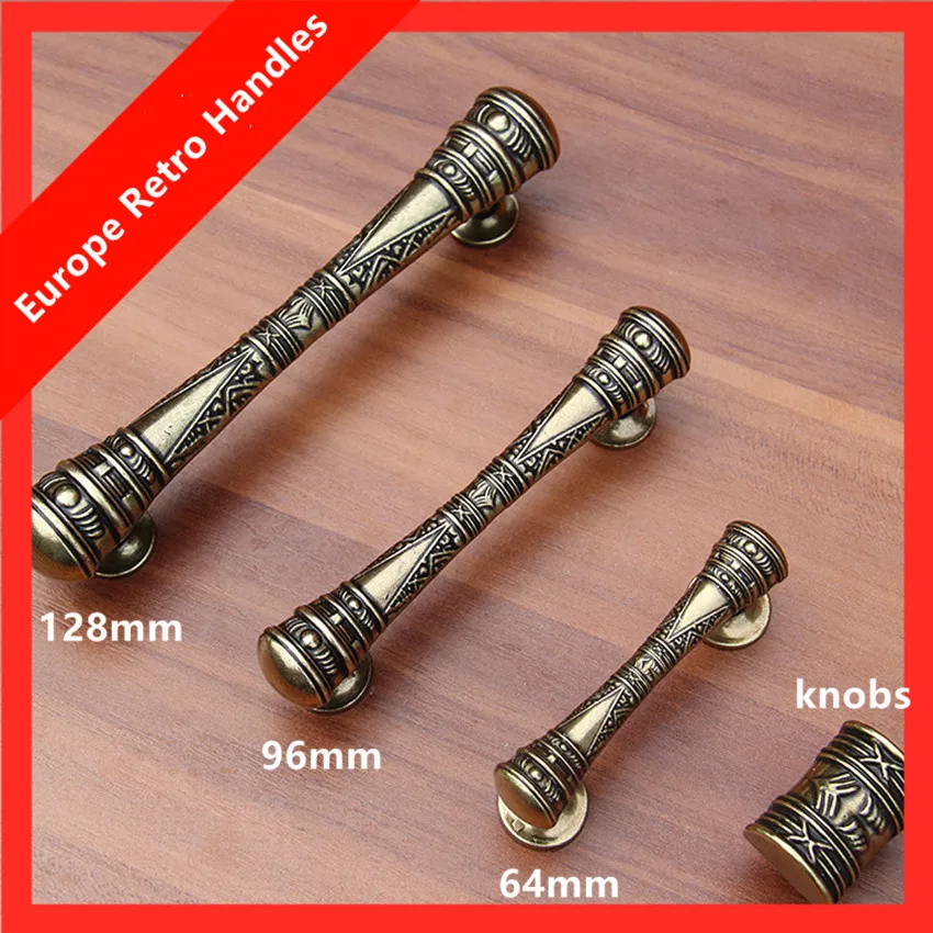 96 мм 128 винтажный Бронзовый комод дверные ручки для кухонного шкафа 64 антикварные