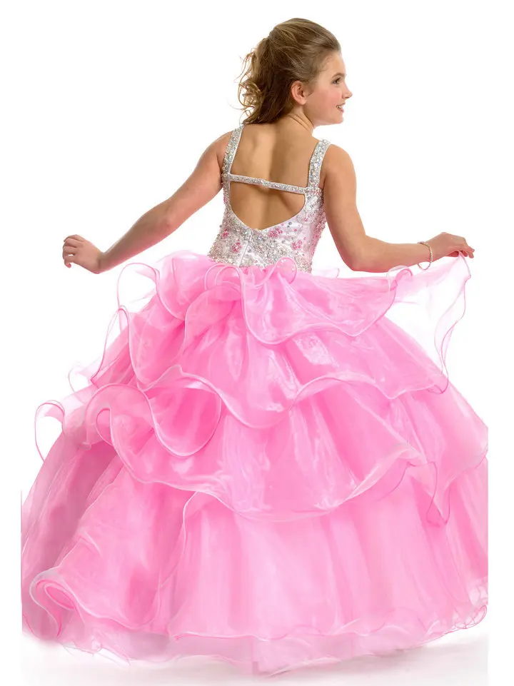 Ball Gown Perfect Angels Pageant Dress White and Pink Flower Girl Dresses 2015 Beaded Ruffles Vestido Daminha Casamento HF44 | Свадьбы и