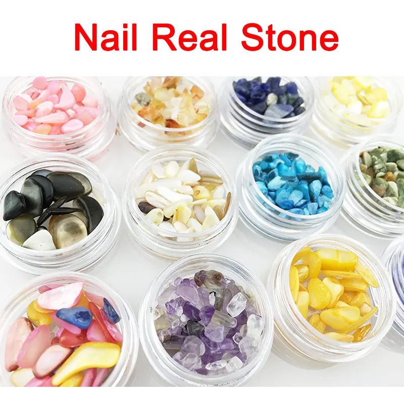 12 цветов натуральный камень камни нефрит стразы дизайн ногтей хрустальный в