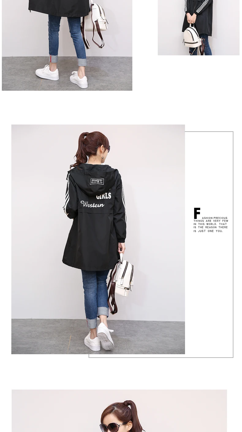 S-XL Spring Autumn Women Leisure Zipper Trench Female Streetwear Coat Female Midi Pattern Loose Big Yards Windbreaker New