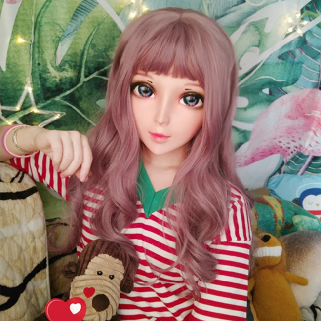 (Ying 06) Женская милая девочка резиновая полуголовая маска кигуруми с BJD глазами