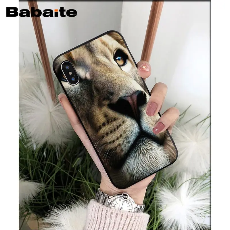 Babaite животных Лев ТПУ чехол для телефона с изображением на задней панели Apple iPhone 8 7
