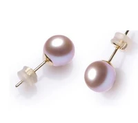 free shippingnoble jewelry gorgeous a pair 10 11mm aaa south sea round lavender pearl stud earrings14k