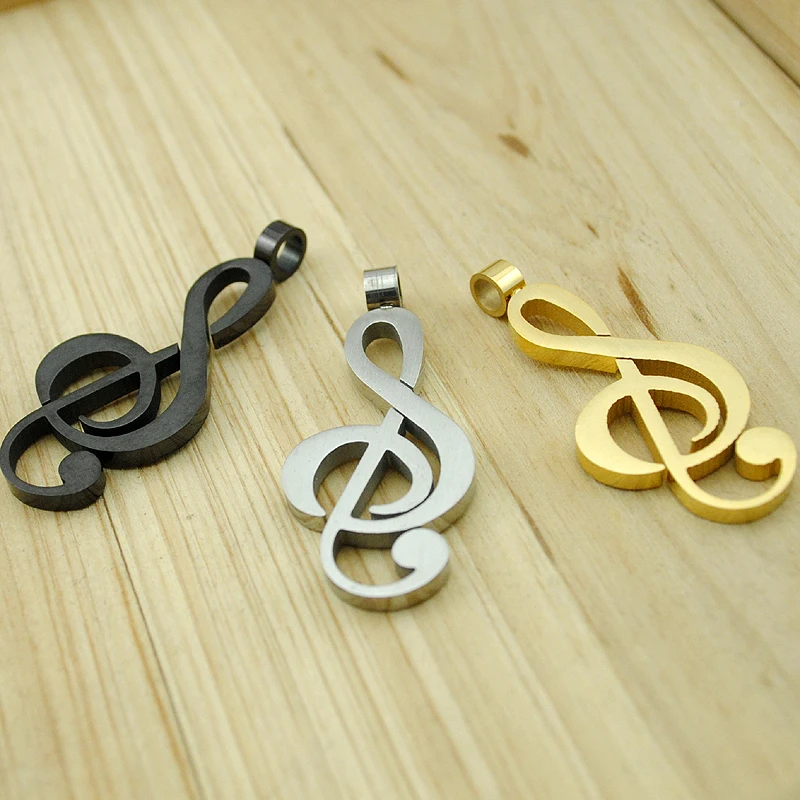 AMUMIU модное ожерелье с подвеской в виде скрипичного ключа из нержавеющей стали
