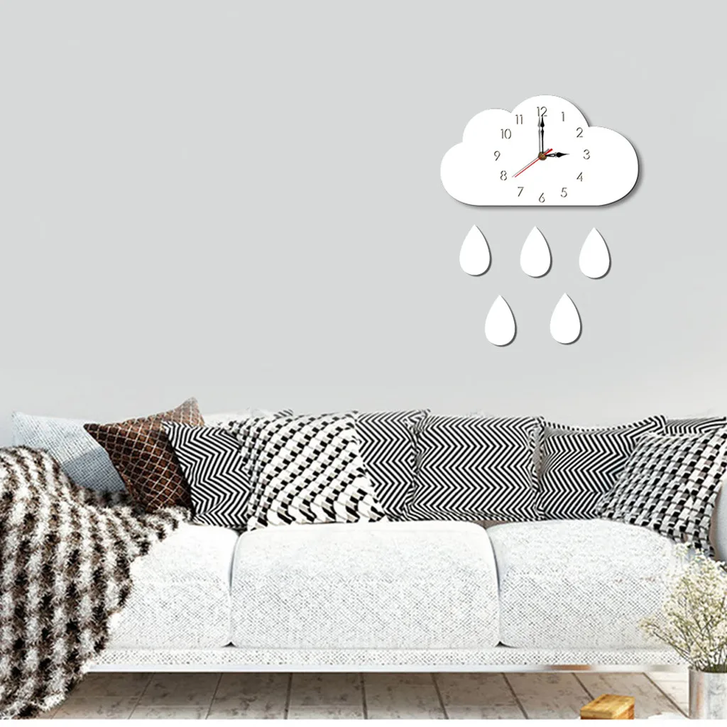 Новинка 2020 настенные часы в скандинавском стиле с облаком бесшумные деревянные