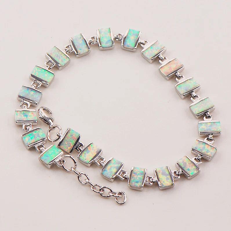 Браслет с белым огненным опалом стандарта P87 7 5 + 0 дюйма|sterling silver bracelet|925 sterling
