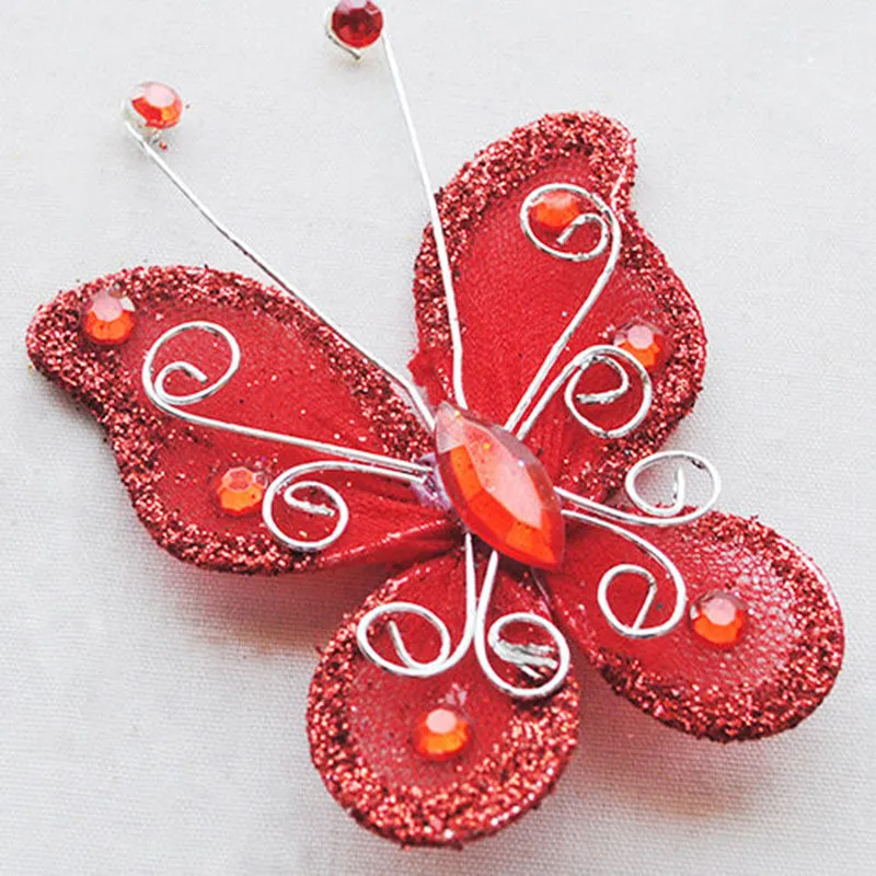 10 шт. свадебные украшения в виде бабочек из органзы|organza wire rhinestone butterfly|for wedding