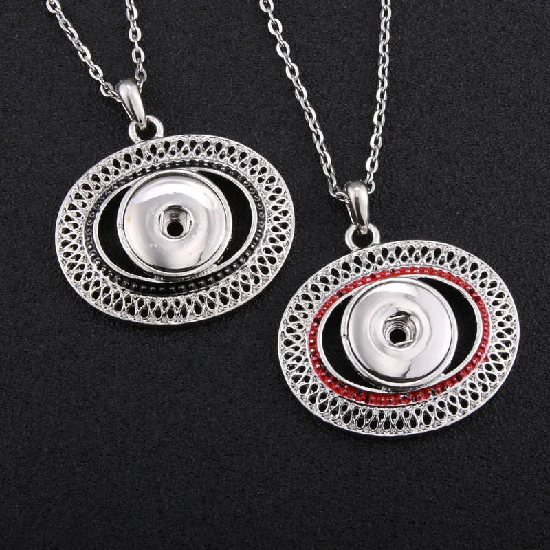 

Papa Snap Necklace Round Rhinestone Snap Button Jewelry Charms Necklace Fit 18MM Snap Pendant 60CM Sweater Chain