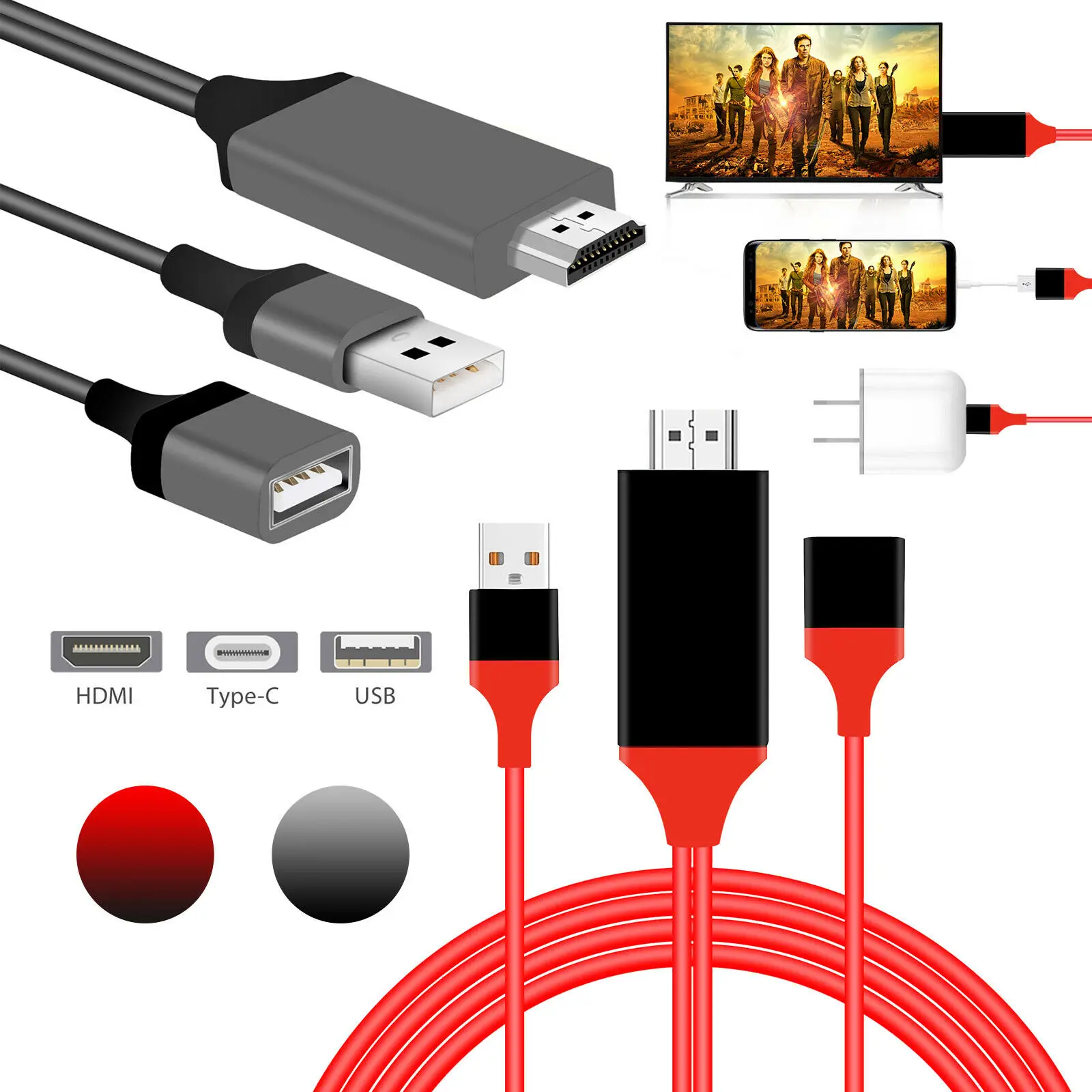 USB-C-HDMI кабель type C-HDMI адаптер для MacBook samsung Galaxy S9/S8 huawei mate 10 Pro P20 USB-C HDMI адаптер