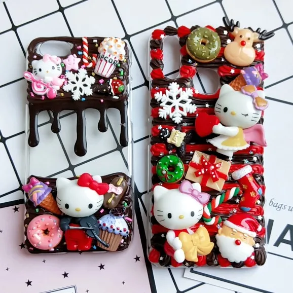 DIY чехол для iphone 8 7 6 6s plus Xs max 3D cat phone cover XR X Крем ручной работы Коробка сладостей