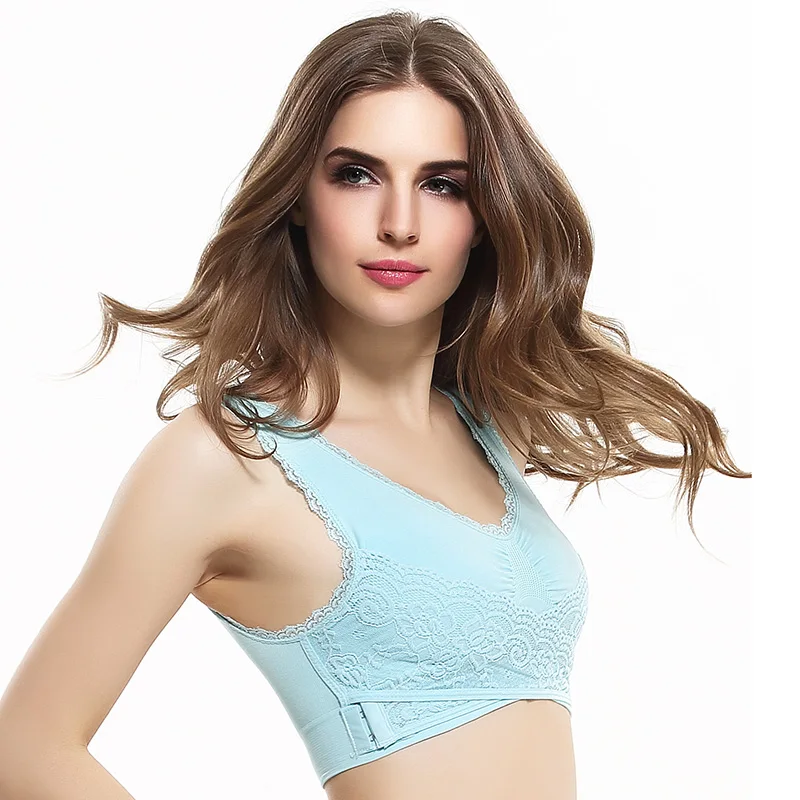 2019 Women Plus Large Big Size Bralette Bra1 Pcs Front Cross Side Buckle Wireless Lace Bra for Sport lingerie | Женская одежда