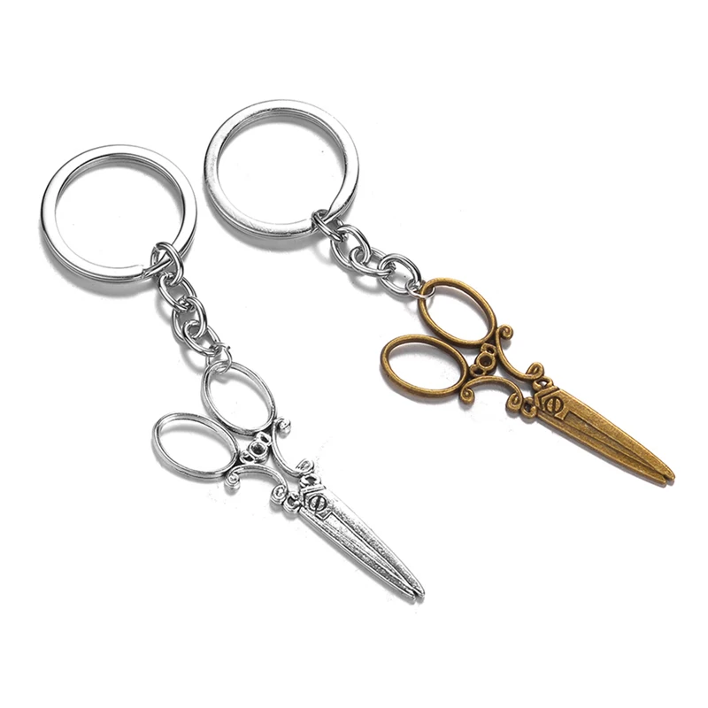 Mini Scissors Keychain gadget keychain vintage barber scissor comb stylist Scissor Creative Gift | Украшения и аксессуары