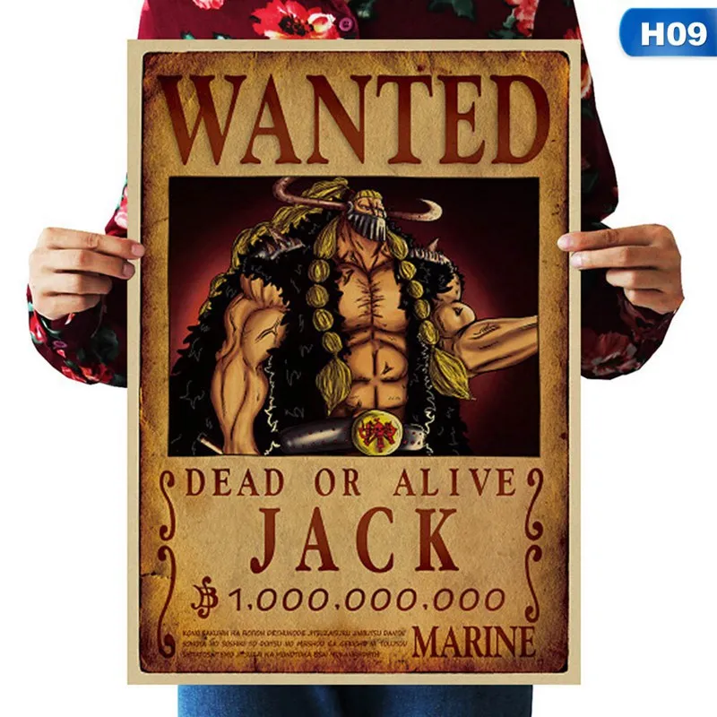 Цельная бумага с покрытием плакаты Luffy Wanted мультфильм фильм крафт-бумага хотел плакат стикер для украшения стен