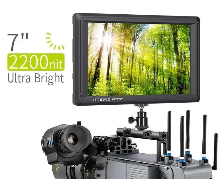 7 дюймовый Ультраяркий полевой монитор FEELWORLD 2200nit HDMI SDI|Аксессуары для фотостудии|