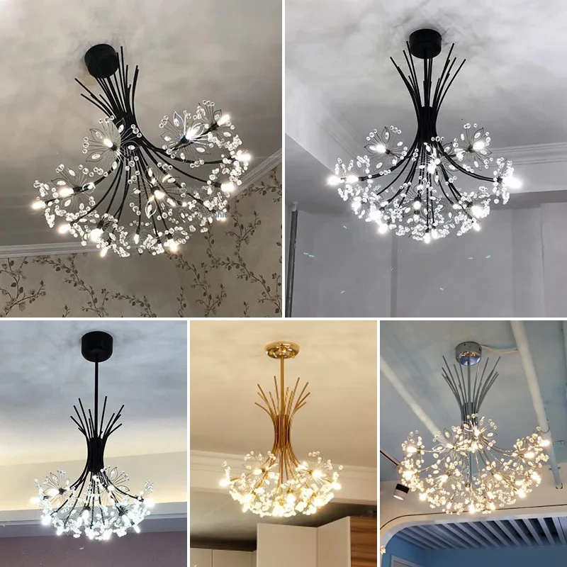 Современные светодиодный люстры ресторан великолепный кристалл Chandlier Гостиная Спальня простой Nordic Стиль Декор Светильник