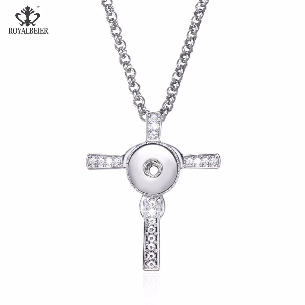 Royalbeier Винтаж 18 mm кнопки и заклепки металлические оснастки Стразы ожерелье с русалкой кулон оснастка Кнопка женщина ожерелье цепь
