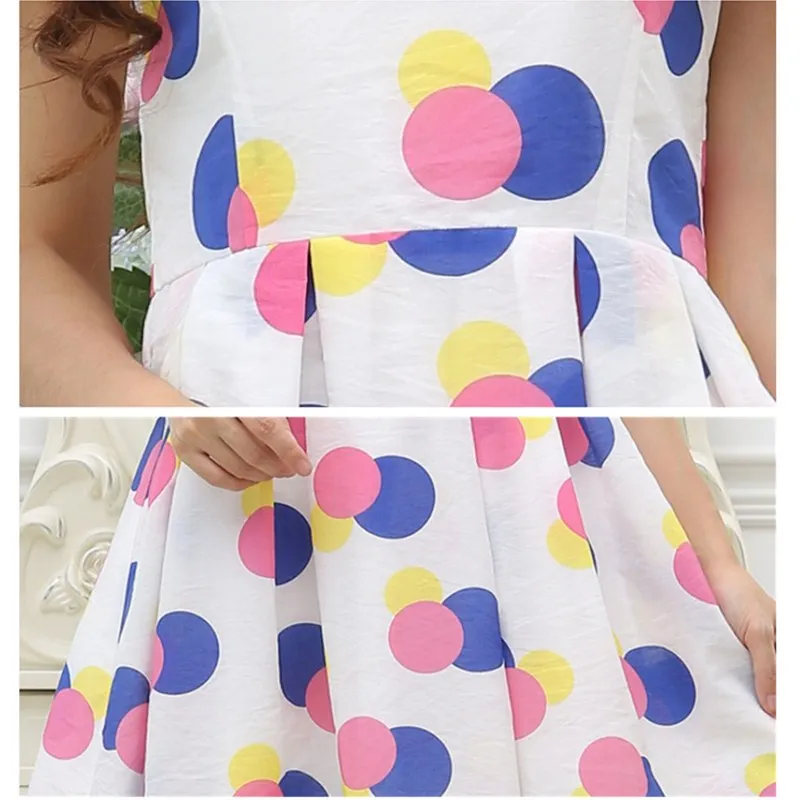 2018 летние Семейные платья для мамы и дочки платье хлопковые в горошек без рукавов