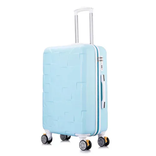 Light blue KLQDZMS 20 дюймов Дорожный чемодан для девочек ABS мода прокатки багажа spinner тележки Сумки с колесами - Цвет: Light blue