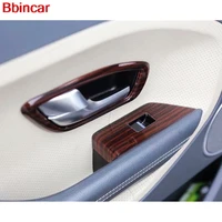 Bbincar ABS Carbon Fiber Wood Paint Interior Window Switch Botton Glass Lifter Styling 4pcs For Range Rover Evoque 2015 to 2018