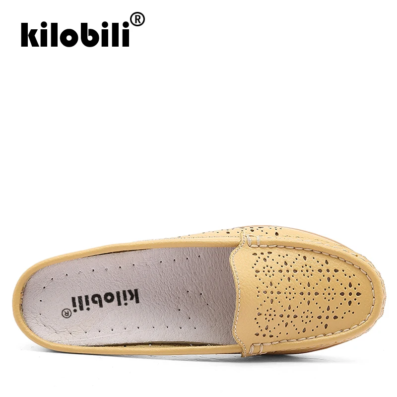 Kilobili 2019 летние Женские балетки на плоской подошве из бычьей кожи Босоножки