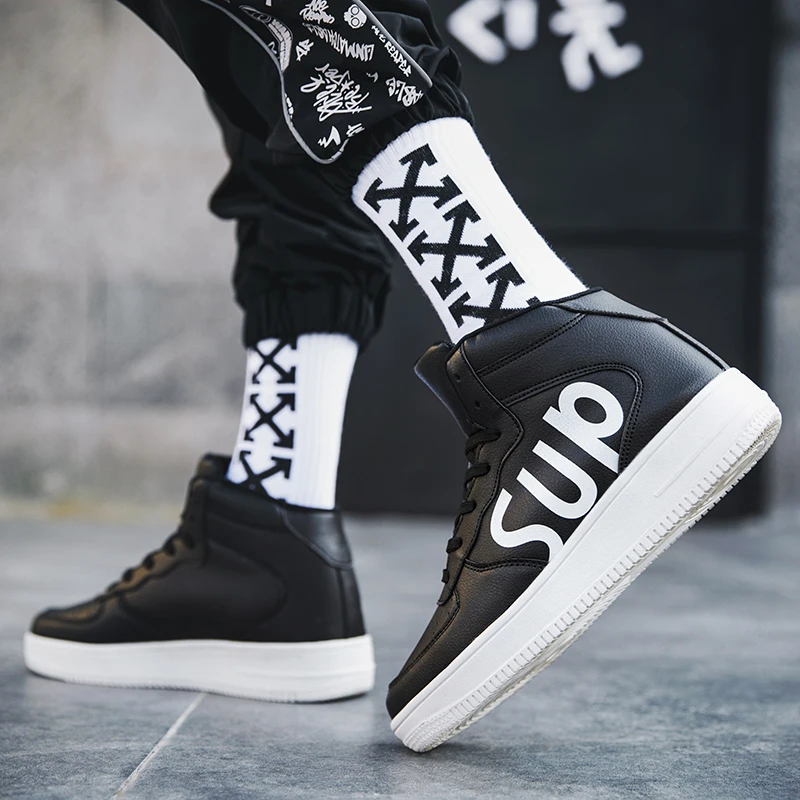 Qiu dong season warm han edition men's shoes high help aj1 air force one trend joker recreational basketball sneakers | Спорт и