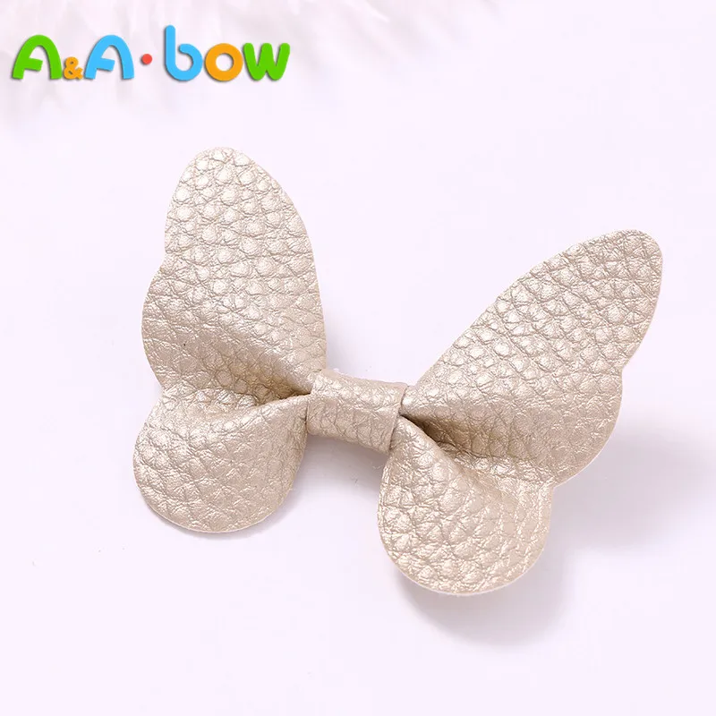 

7pcs/lot Fashion Cute babys Leather Butterfly Hairpins Solid Kawaii PU Hair Bow Hair Clips Princess Headwear Hair Accessories
