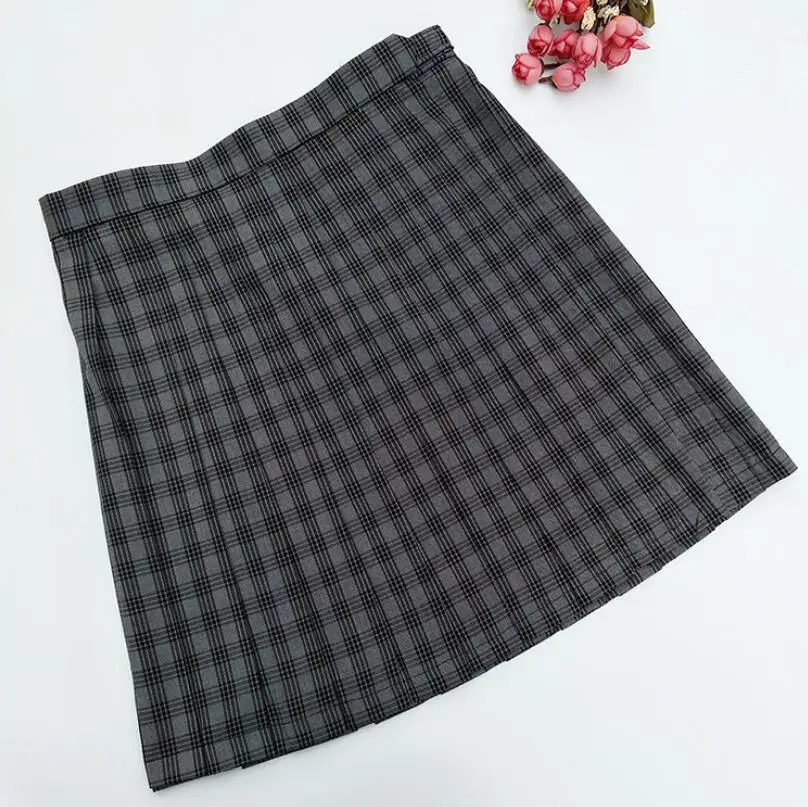 BLACK SKIRT Разноцветная клетчатая юбка, школьная форма, костюм Jk, клетчатая юбка в стиле Лолиты для девочек, плиссированная юбка в клетку, JKA2 - Цвет: BLACK SKIRT