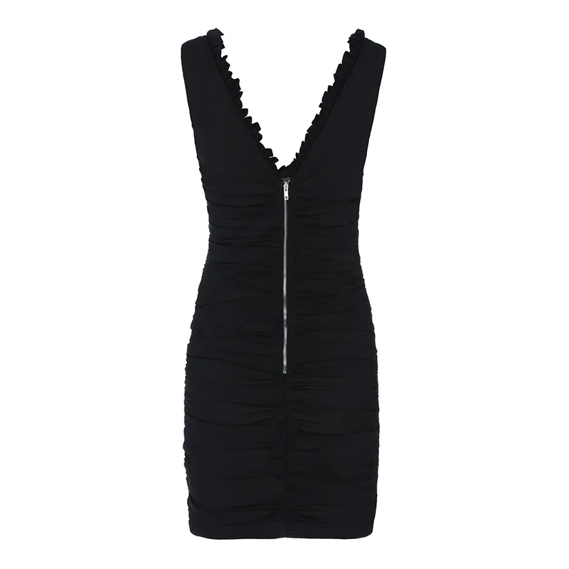 Женское летнее Сетчатое платье без рукавов черно белое Бандажное дизайнерское