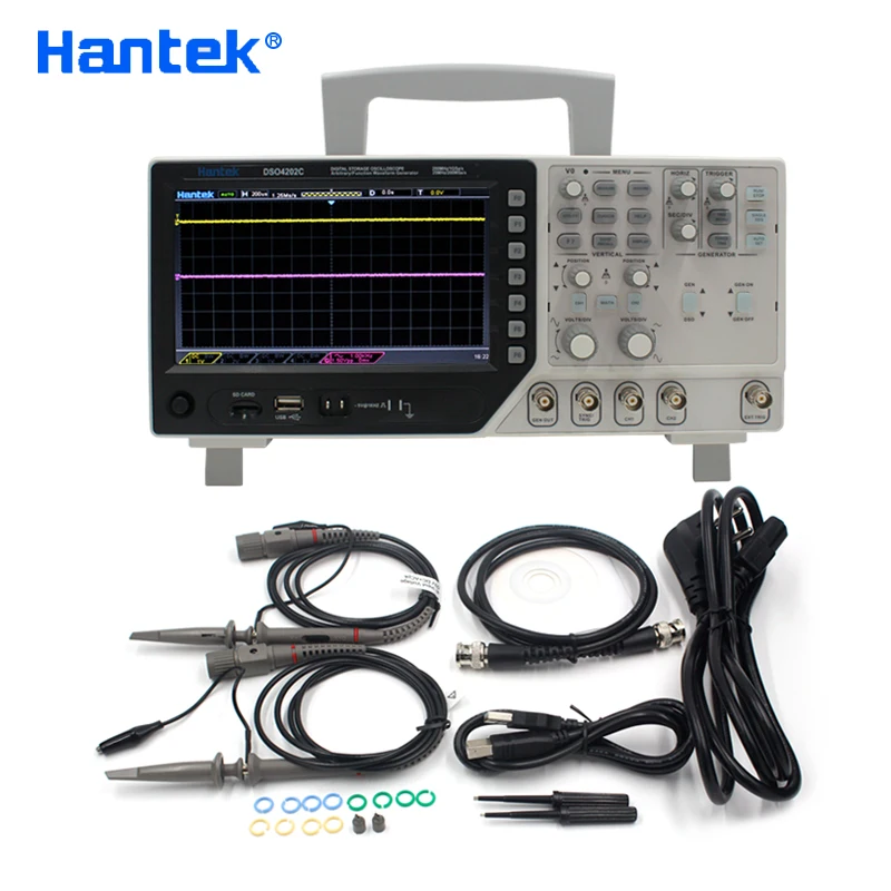 Портативный осциллограф Hantek DSO4202C 2 канала 200 МГц|hantek dso4202c|oscilloscope digitalosciloscopio handheld |