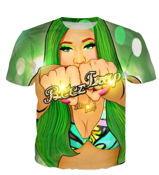 Женская и мужская 3D футболка с круглым вырезом Nicki Minaj Beez In Da Trap летняя стильная