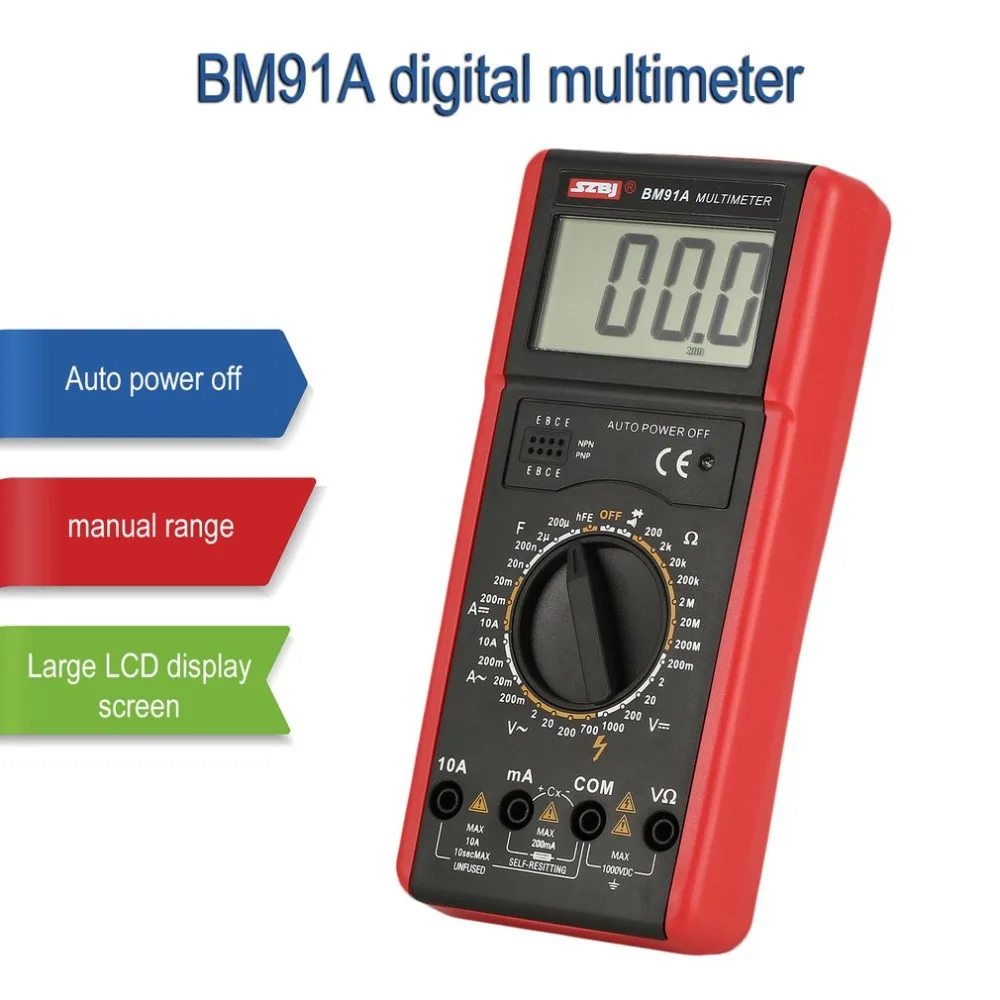 BM91A цифровой ЖК дисплей мультиметр Вольтметр Амперметр AC диод на постоянном токе