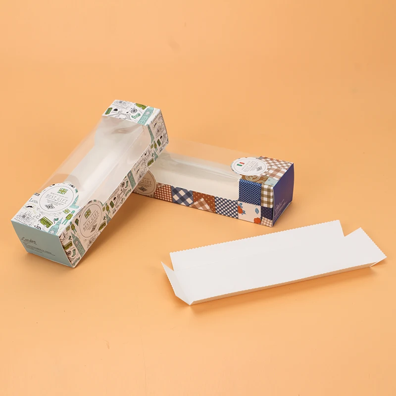 

17.6*5.5*4.5cm Cake Boxes With PVC Window Chocolate Cookie Cake Packaging Box 100pcs/lot Free shipping