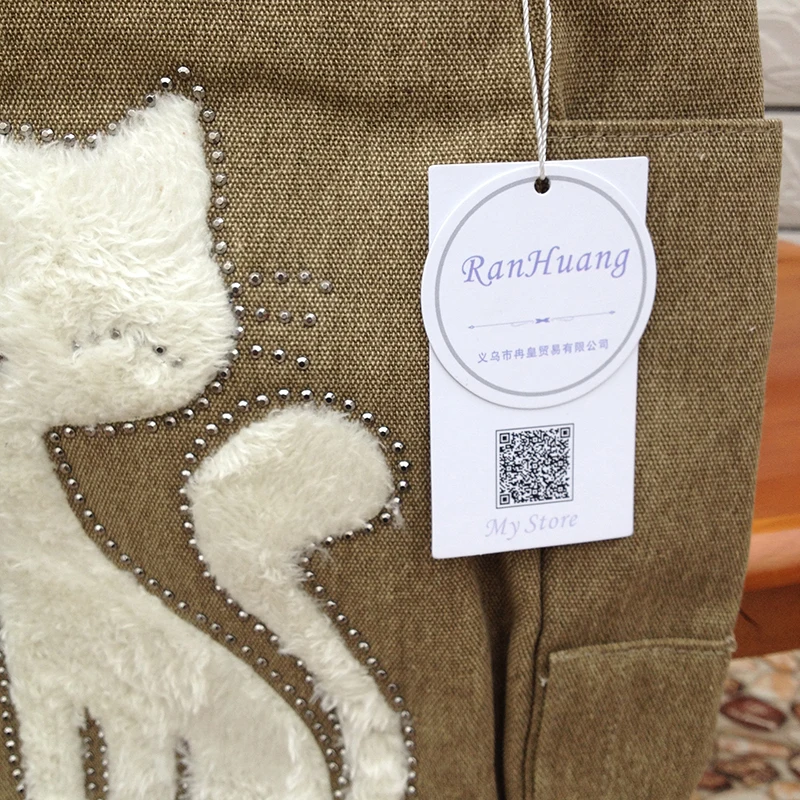 RanHuang 2023 Women's Canvas Handbags Cute Cat Tote Bag Lady Casual Shoulder Bags Women Fashion bolsas feminina - купить по