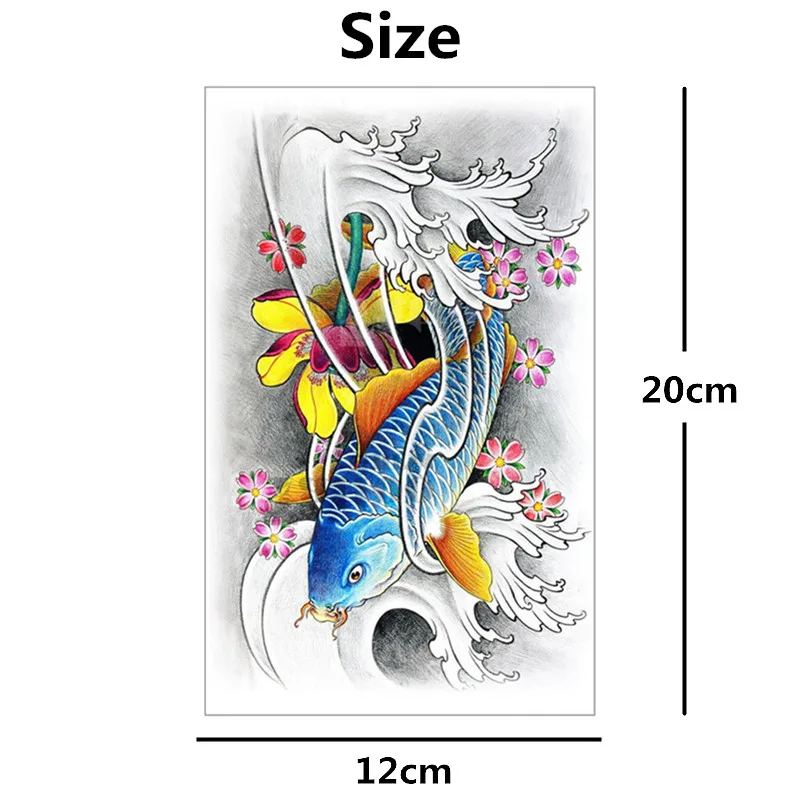 SHNAPIGN Blue Koi FTemporary Tattoo боди арт 12*20 см флэш Татуировка наклейка s водостойкая