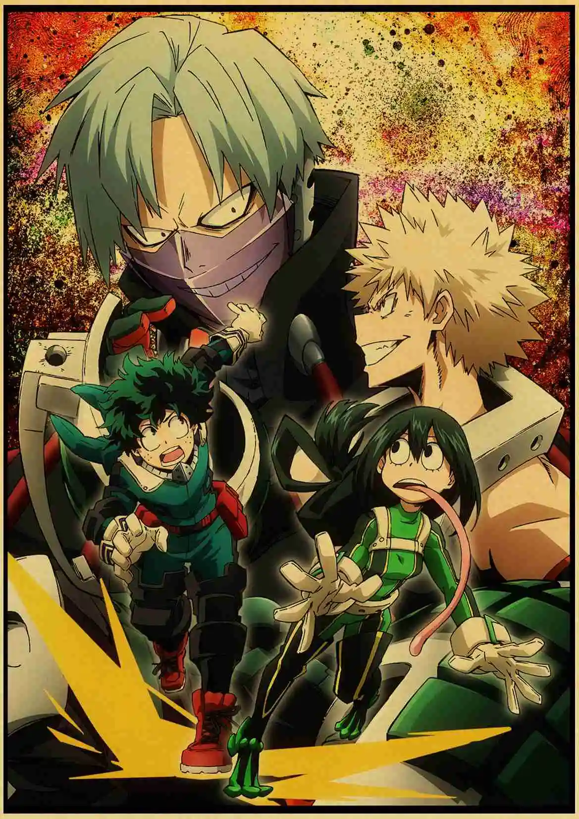 T003 My Hero плакат Academia коричневая печать на крафтовой бумаге настенная живопись Винтажный стиль аниме Ретро плакат Наклейка на стену - Цвет: T003