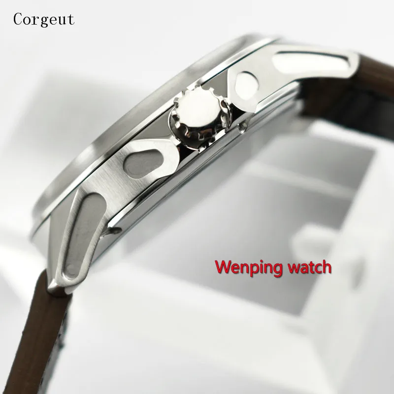 45 мм Corgeut стерильные мужские часы Montre homme Sea gull 6497 с ручным механизмом коричневые