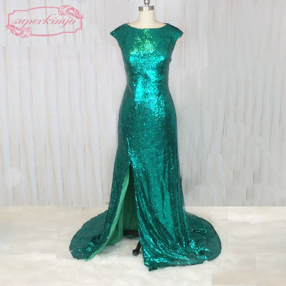 SuperKimJo зеленый расшитые блестками вечерние платья 2017 элегантные длинные