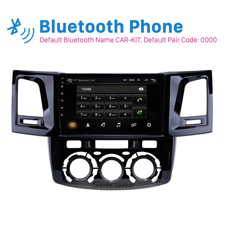Seicane Car 2Din Stereo GPS 9" HD Android 8.1 for Toyota Fortuner/Hilux Manual A/C 2008- Left Hand Driving support Carplay