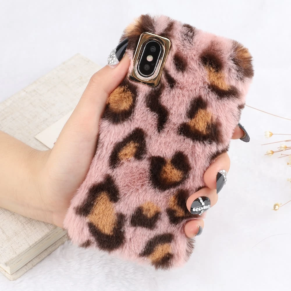 L FADNUT милый пушистый леопардовый чехол с мехом для iPhone X Xr Xs Max | Отзывы и видеообзор