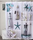 Занавеска для душа из полиэстера, водонепроницаемая, с узором в виде морской звезды, рыболовной лодки, водонепроницаемая, устойчивая к плесени, 180 см