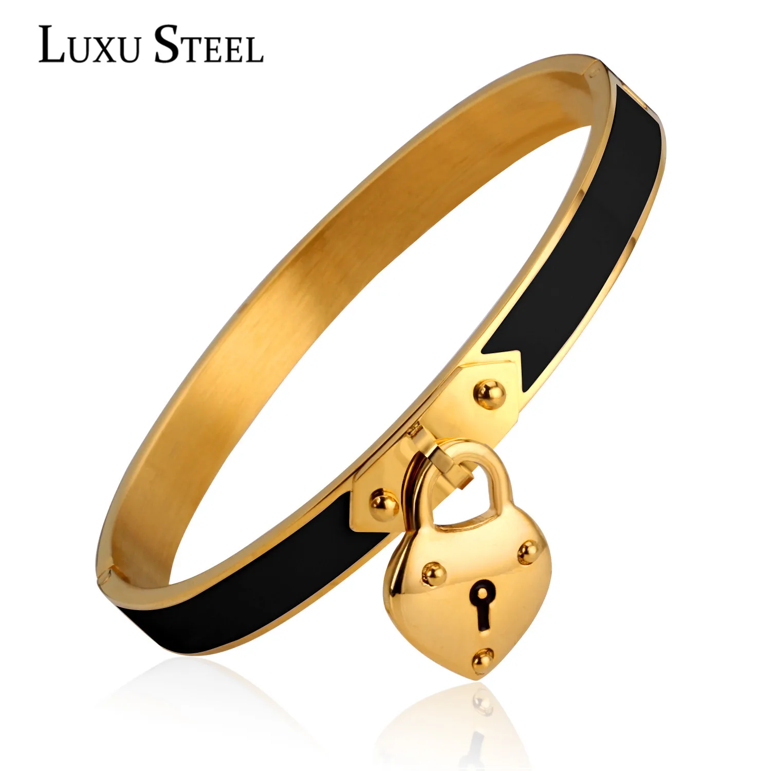 LUXUSTEEL ювелирные изделия подарок из нержавеющей стали Сердце Ключ Кулон черный