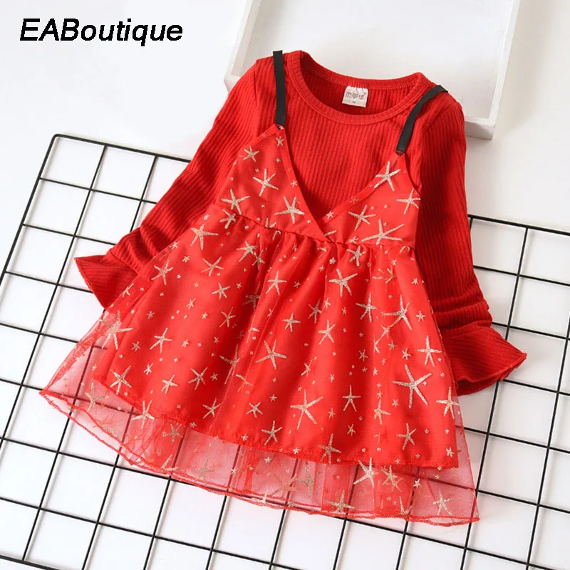 EABoutique baby girl dress spring autumn long sleeved mesh for 2-5 years Q0314 | Детская одежда и обувь