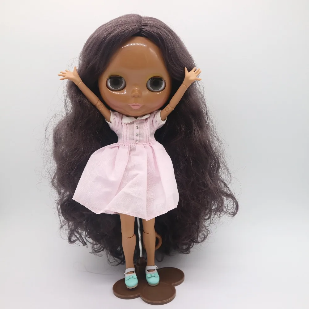 Кукла Обнаженная Blyth черная кожа фиолетовые волосы фабричная кукла 20171117 | Игрушки