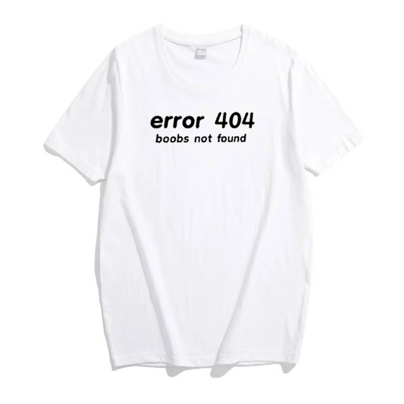 Harajuku женские футболки Топы короткий рукав ошибка 404 грудь не любят принт забавные